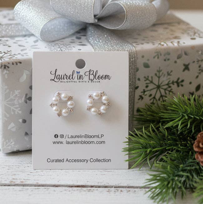 Winter Pearl Wreath Studs
