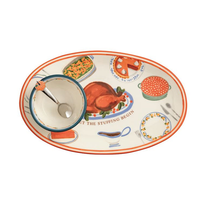 Turkey Dinner Tray & Dip Set
