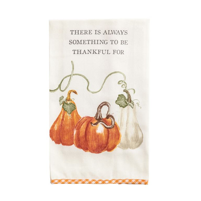 Gingham Hem Thanksgiving Towels - Thankful/Grateful/Gather