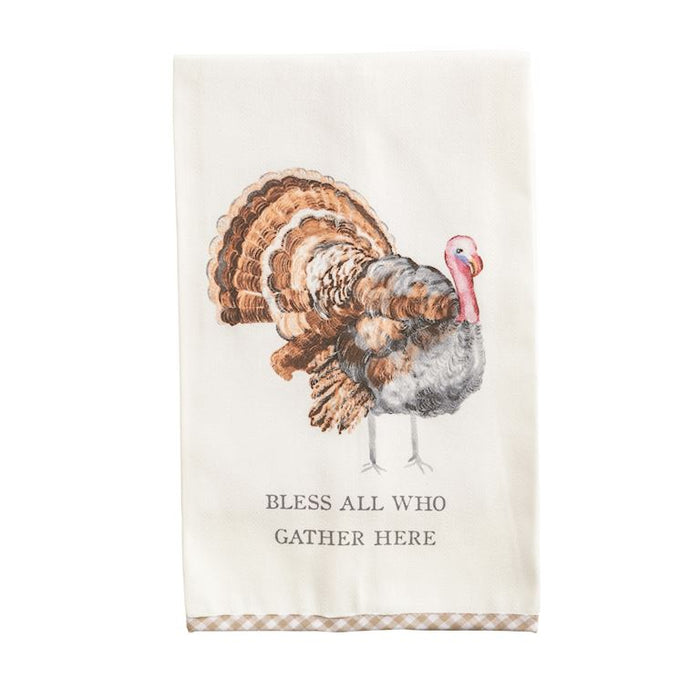 Gingham Hem Thanksgiving Towels - Thankful/Grateful/Gather