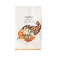 Gingham Hem Thanksgiving Towels - Thankful/Grateful/Gather