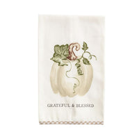Gingham Hem Thanksgiving Towels - Thankful/Grateful/Gather