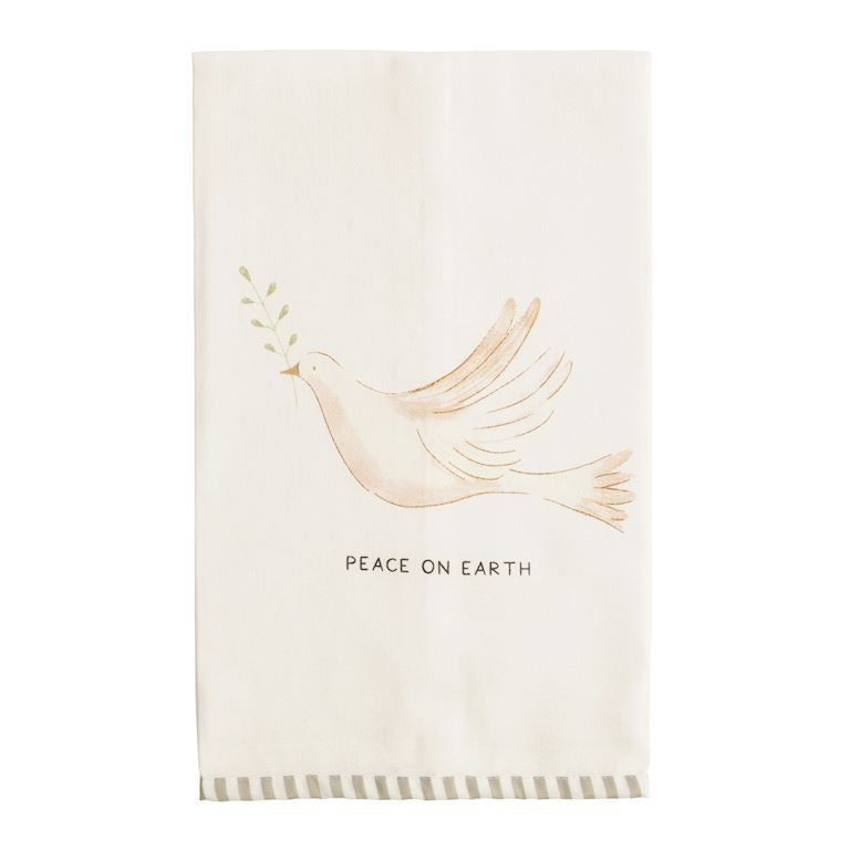 White Christmas Stripe Hem Towel