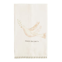 White Christmas Stripe Hem Towel