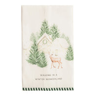 White Christmas Stripe Hem Towel