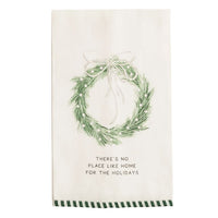 White Christmas Stripe Hem Towel