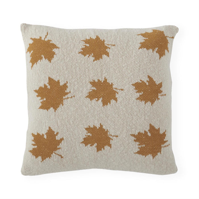 Cream Knit Yellow Leaf Pillow - 20"