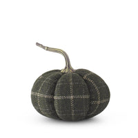 Green and Tan Plaid Fabric Pumpkin