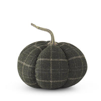 Green and Tan Plaid Fabric Pumpkin