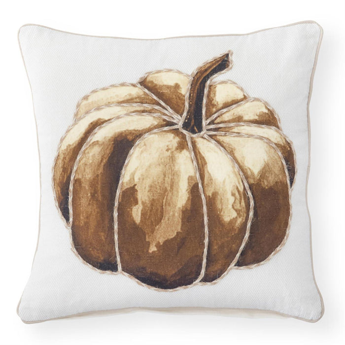Square Herringbone Brown Pumpkin Pillow