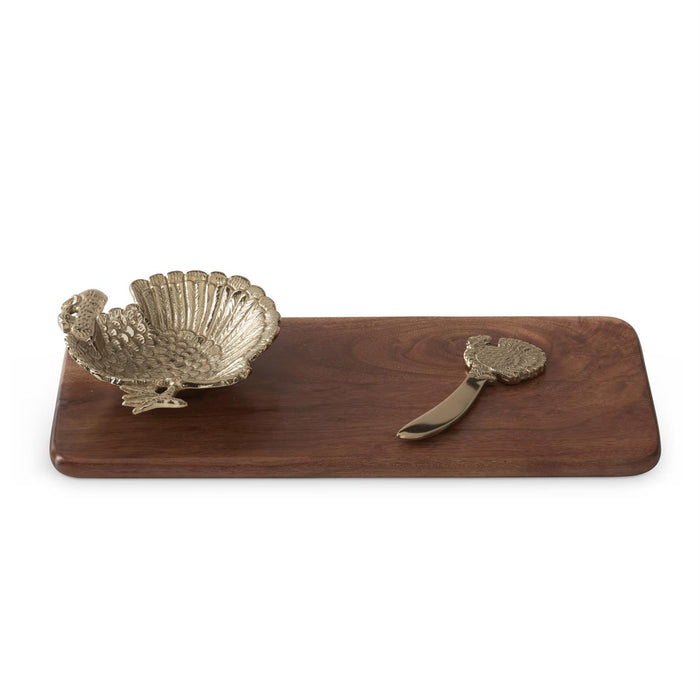 Wood Cheese Tray w/Turkey Dish