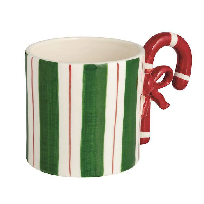 Candy Cane Handle Striped Christmas Mug