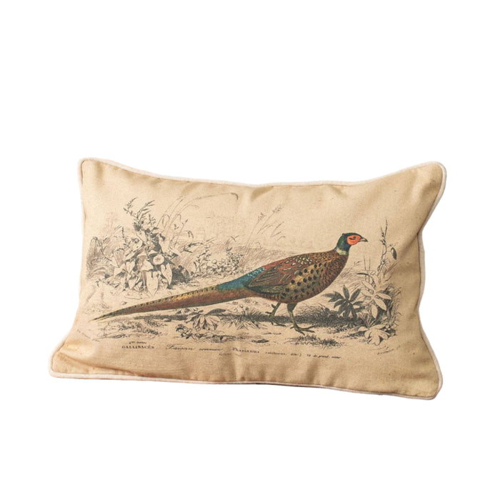 Vintage Pheasant Lumbar Pillow