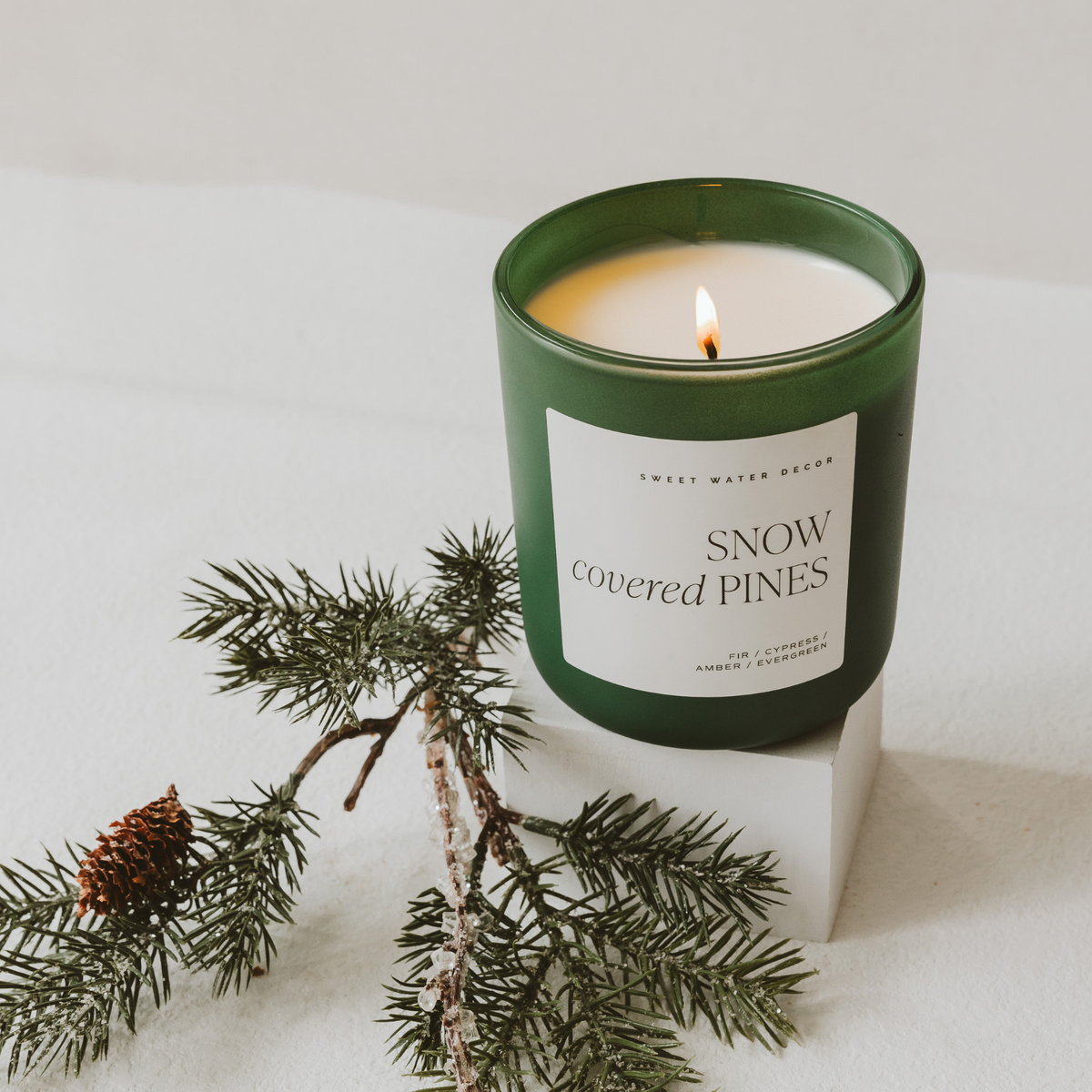 "Snow Covered Pines" 15 oz Soy Candle, Matte Jar