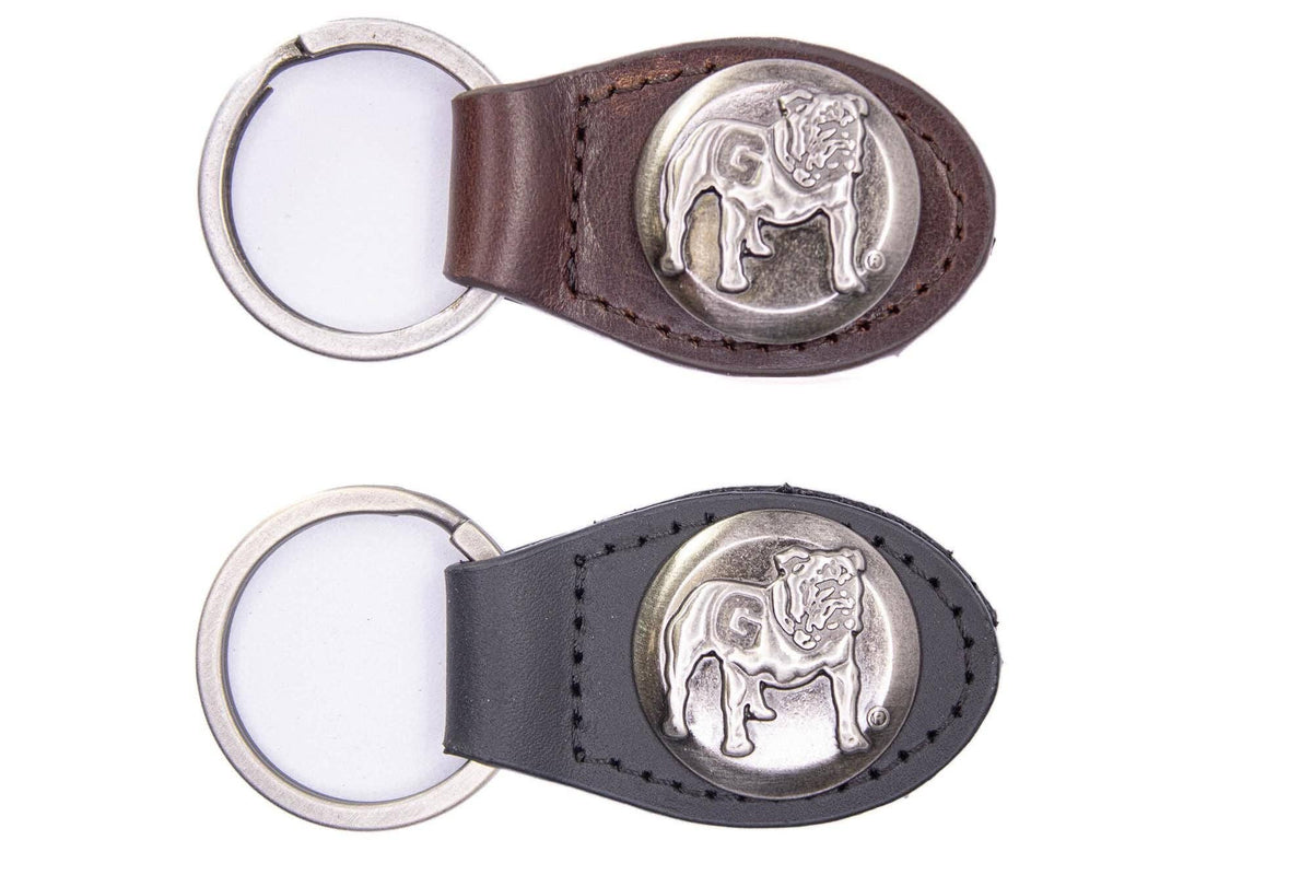 Georgia Bulldogs Oval Leather Key Fob.