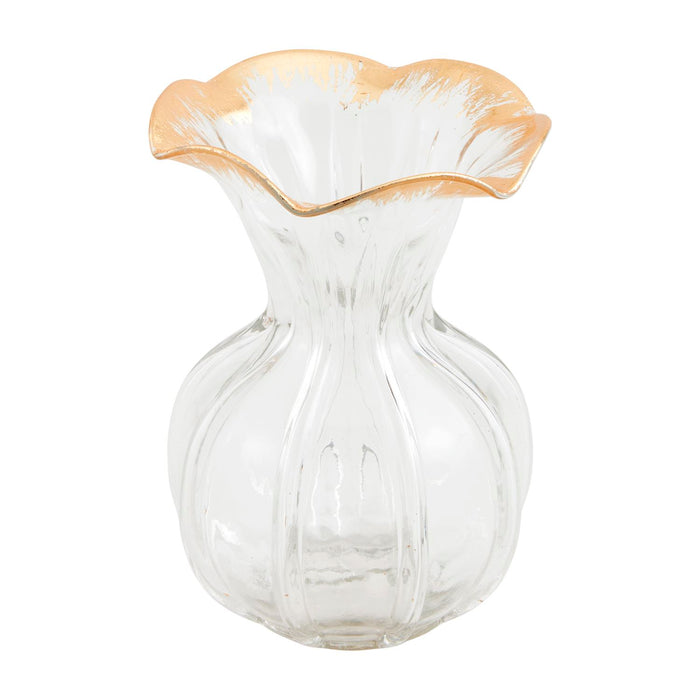 Ruffled Gold Glass Vase