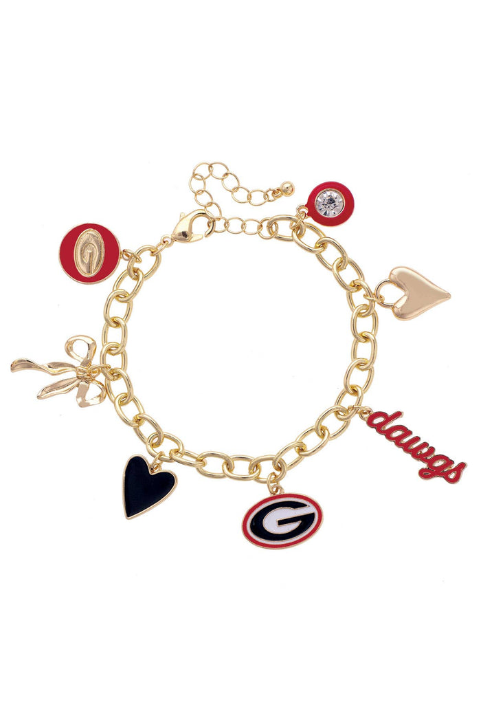 Georgia Bulldogs Enamel Icons Charm Bracelet - Gold