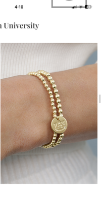 eCOLLEGIATE Classic Gold  3mm Bracelet - w/Disc