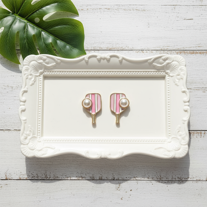 Pickleball Paddles & Pearls Earrings