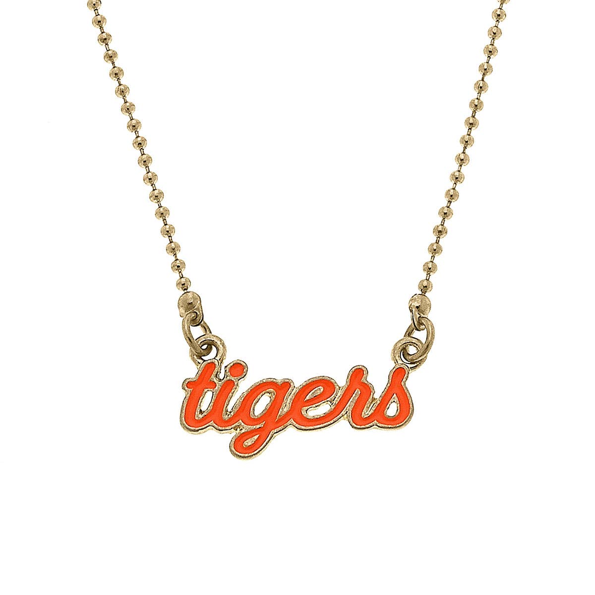 Auburn Tigers Enamel Script Necklace in Burnt Orange