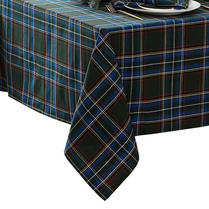 Tartan Holiday Plaid Cotton Tablecloth - 60" x 120" - Green
