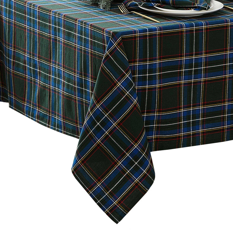 Tartan Holiday Plaid Cotton Tablecloth - 60" x 120" - Green