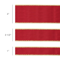 1" Reversible Classic Velvet Wired Ribbon | Burgundy/Gold | 10 Yard Roll