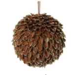 Nutshell Ball Ornament - Gold Glitter - 4"