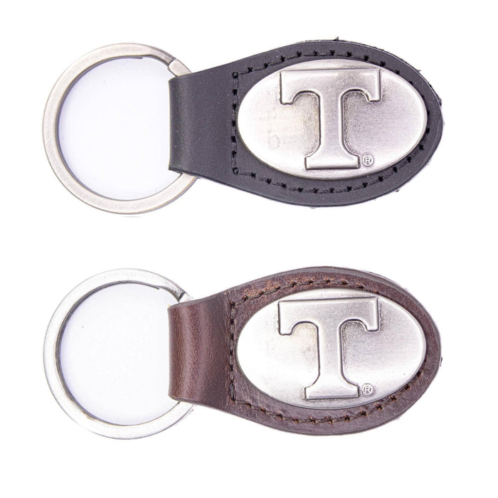 Tennessee Vols Oval Leather Key Fob.
