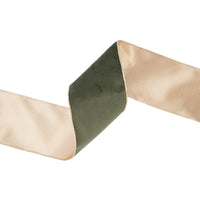 4" Reversible Velvet Wired Ribbon | Moss/Gold | 10 Yds