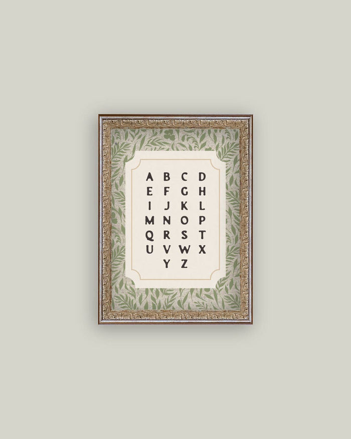 Alphabet Framed Antique Art - 8x10