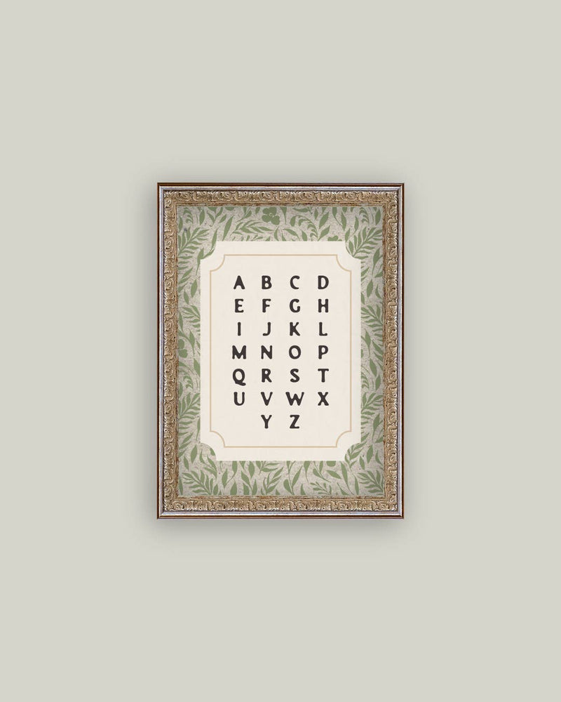 Alphabet Framed Antique Art - 8x10