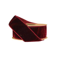 2 1/2" Wired Premium Velvet Ribbon w/ Tissue Back | Burgundy | 10 Yds