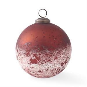 Dark Red & Half White w/Speckles Glass Ornament - 5"