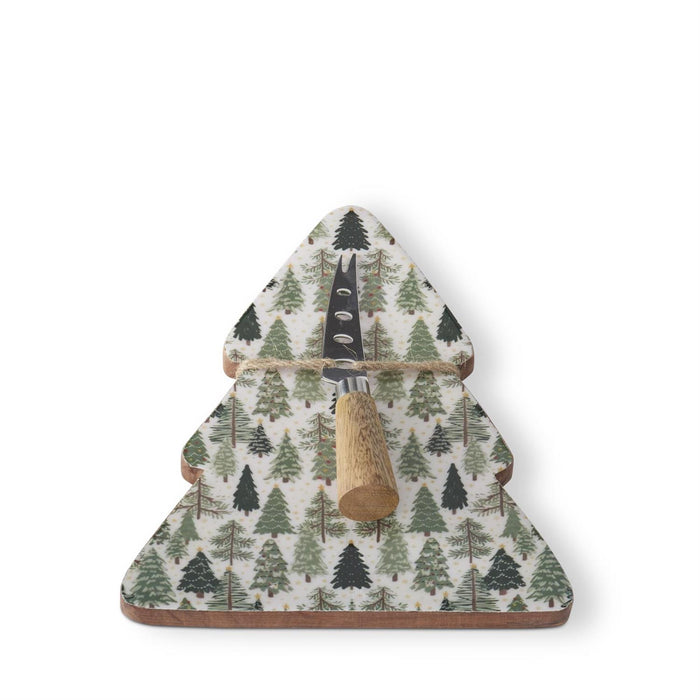 Wood Christmas Tree Serving Platter w/spreader