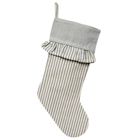 Ticking Stripe Christmas Stocking with Ticking Ruffle