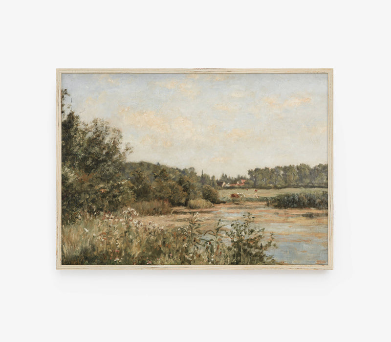 Vintage Classic Landscape View | Muted Stream Art Print