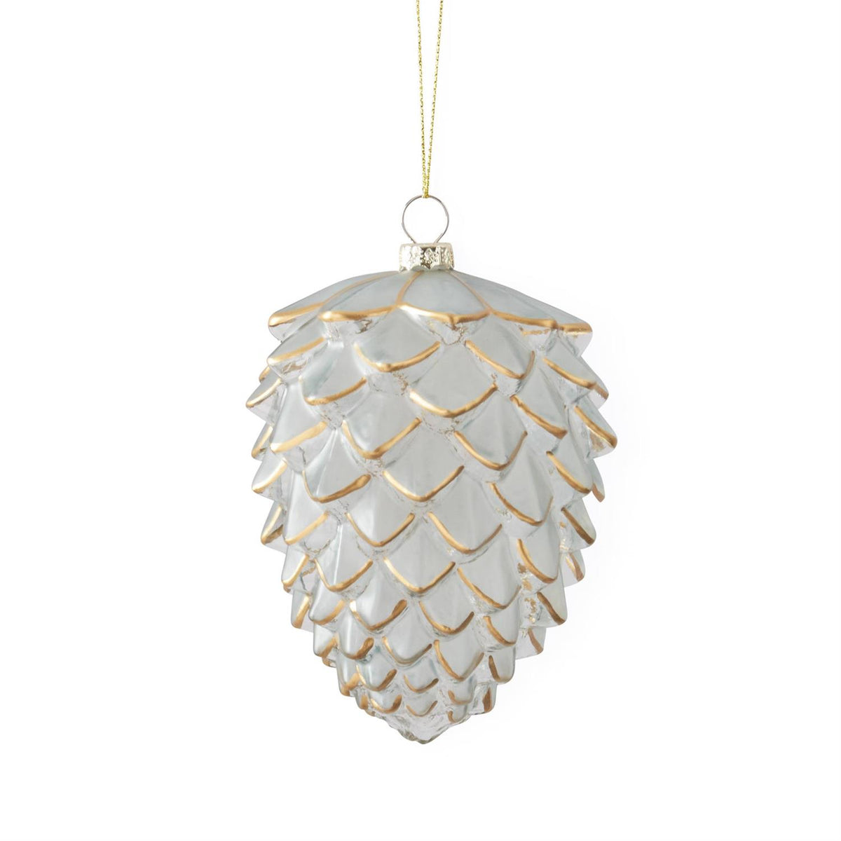 Gold Gilded Frosted Pinecone Ornament