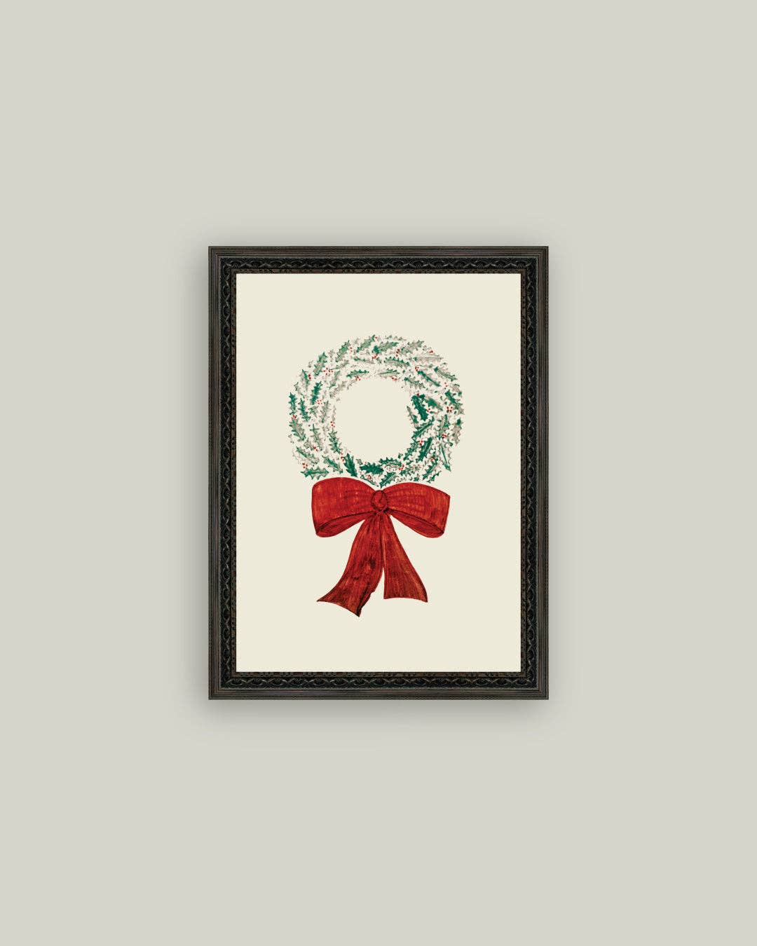 Christmas Wreath Framed Antique Art - 5x7