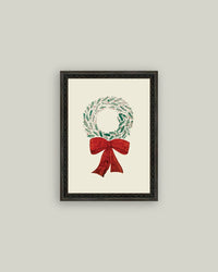 Christmas Wreath Framed Antique Art - 5x7