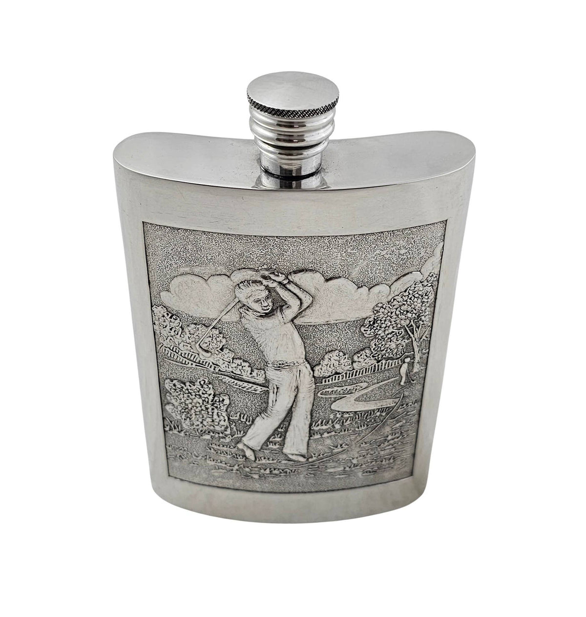 Flask - Golf Scene - Plain Back 6oz