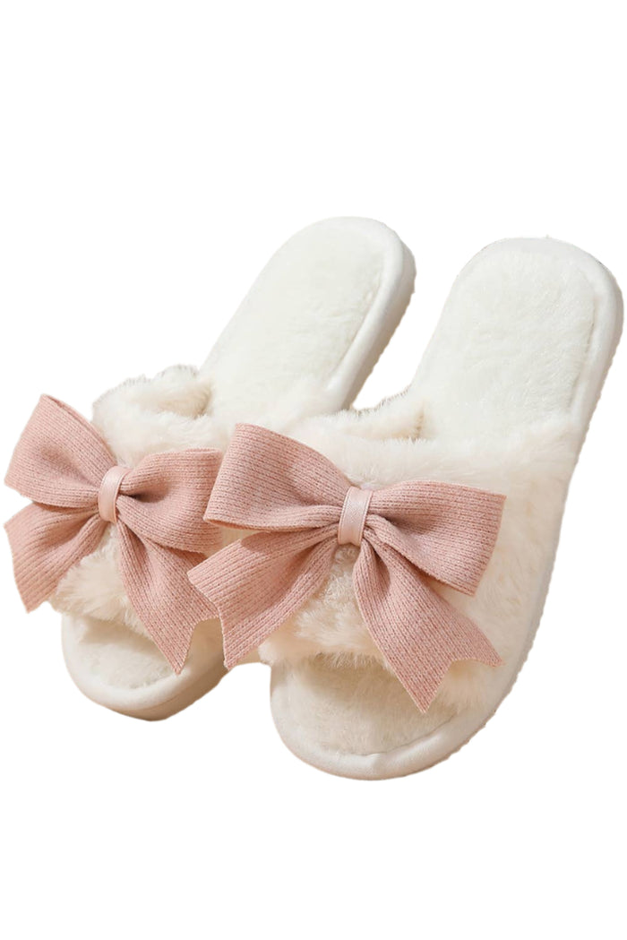 Bow Knot Plush Slippers