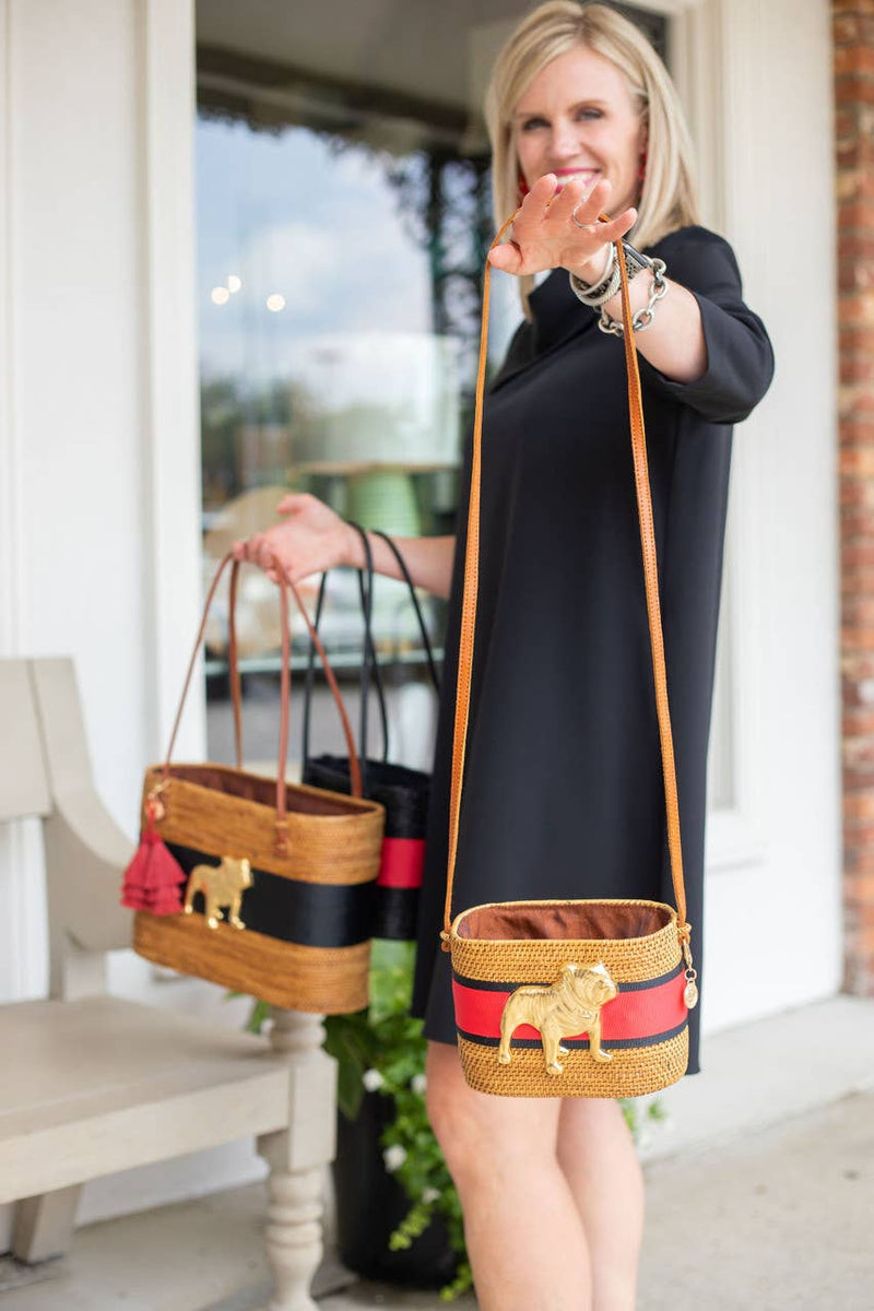 Charlotte Crossbody Small - Black and Red Layer with Bulldog