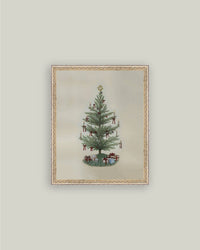 Vintage Tree with Bows Framed Antique Art 5x7