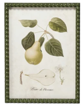Hobnail Wood Framed Wall Décor w/ Vintage Reproduction Pear Print