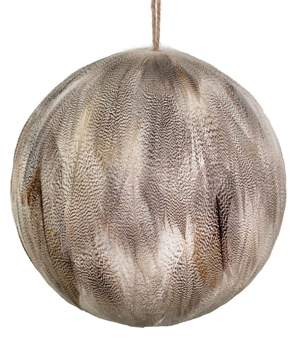 Feather Textured Ball Ornament - Grey