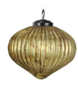 Antique Gold Glass Ball/Finial Ornament - 5"