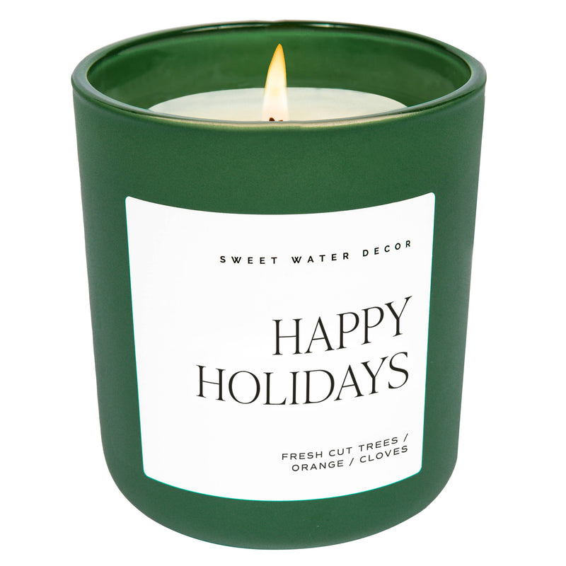 "Happy Holidays" 15 oz Soy Candle, Matte Jar