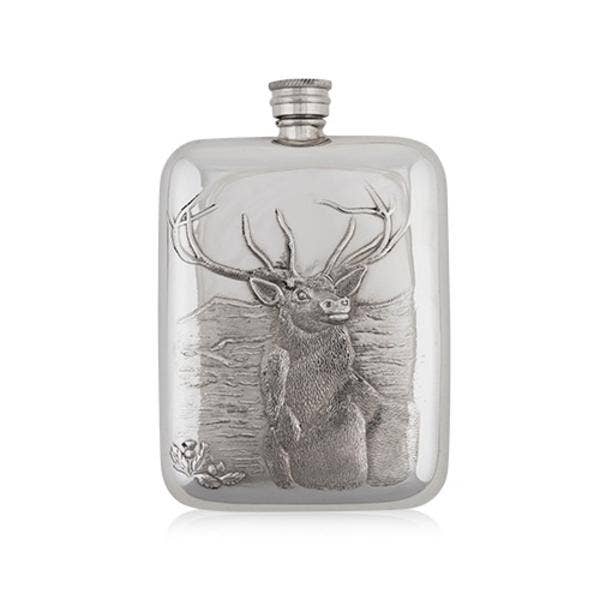 Flask - Stag Head - Pewter 6oz