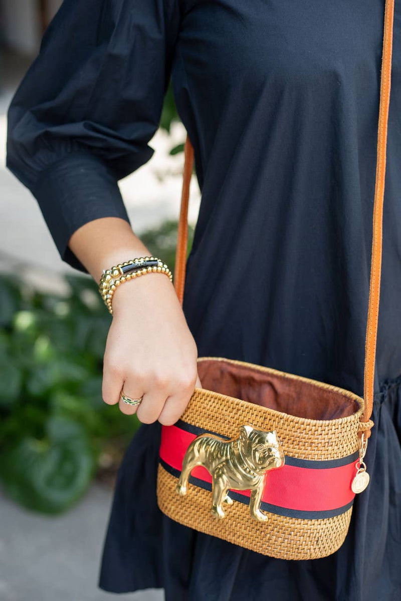 Charlotte Crossbody Small - Black and Red Layer with Bulldog